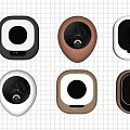 Modern Washing Machines With Various Designs Colors And Shapes On Grid Background
