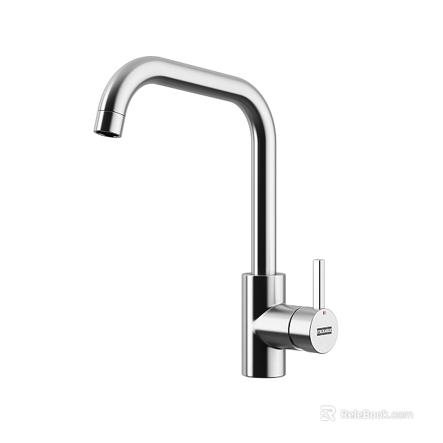 Modern Stainless Steel Kitchen Faucet With Curved Spout And Single Handle 3d model 