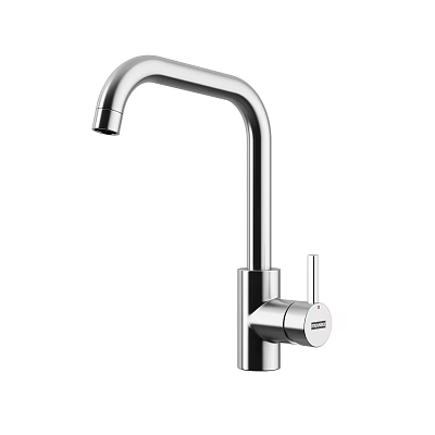 Modern Stainless Steel Kitchen Faucet With Curved Spout And Single Handle 3d model