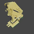 Yellow Mechanical Arm For Utility Vehicle With Hydraulic System And Green Base