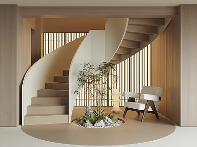 modern curved staircase 3d model