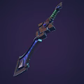 Fantasy Sword With Glowing Blue And Green Energy Metallic Decorative Hilt Design