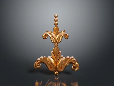 Golden Decorative Household Ornament With Intricate Curved Patterns And Bead Accents 3d model