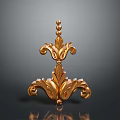 Golden Decorative Household Ornament With Intricate Curved Patterns And Bead Accents