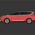 Red Renault MPV Car With Black Roof And Modern Shiny Exterior Design