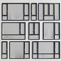 Various Modern Window Designs With Different Frame Styles And Glass Panels 3d model