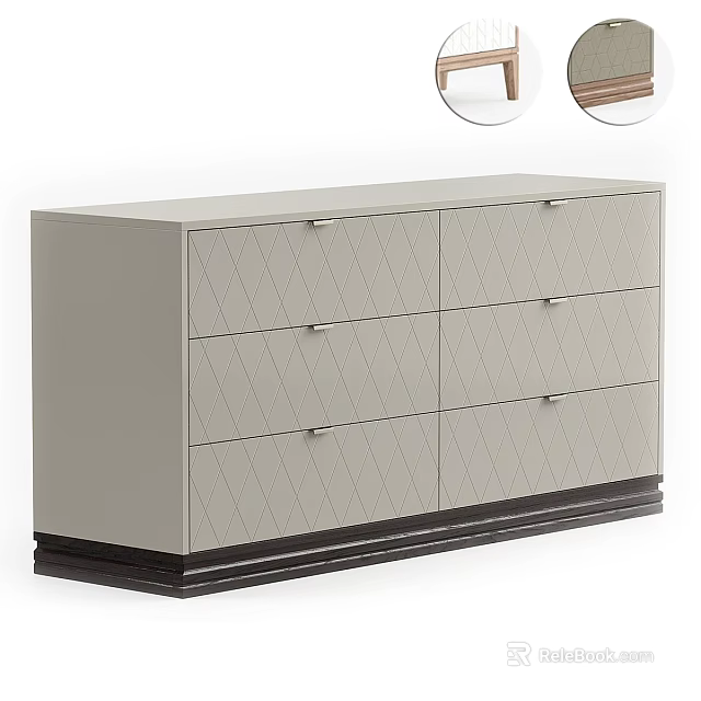Modern Light Gray Sideboard with Diamond Pattern Drawers and Metal Handles Dark Base 3d model 