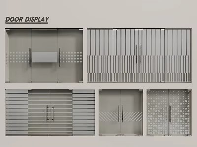 Sliding Doors Display Featuring Various Modern Panel Patterns and Designs for Interior Spaces 3d model