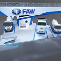 FAW Commercial Vehicle Exhibition Booth With Modern Design And Multiple Truck Displays