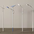 Outdoor Street Lights with Solar Panels White Poles and Different Designs