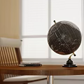 Vintage Globe On Wooden Table With Book Chair And Window Background