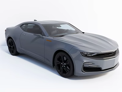 Gray Two Door Sports Car With Black Wheels And Modern Front Design 3d model