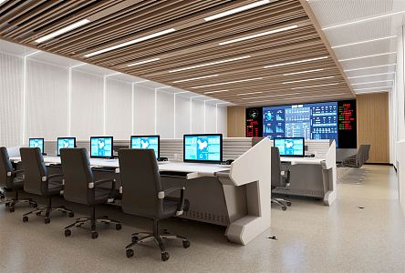 Command Room of Modern Monitoring Room 3d model