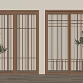 New Chinese-style sliding door 3d model