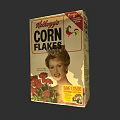 Detailed Sculpture Carving of Kellogg's Corn Flakes Box With Female Image and Flowers