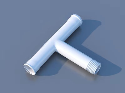 White T Shaped Plumbing Pipe Fitting For Household Bathroom Or Kitchen Use 3d model