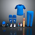 Cricket Equipment Set Including Blue Jersey Pants Helmet Pads Gloves And Bat