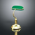 Vintage Style Elegant Table Lamp With Green Shade And Golden Base