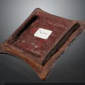 Red Square Decorative Tray With Textured Surface For Home Living Room Use