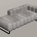 Light Gray Chaise Lounge With Rounded Modular Design And Dark Wooden Legs