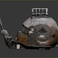 Vintage Snail Shaped Vehicle With Metallic Shell Antenna And Cage Top