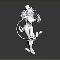 Game and Movie Character 3D Female Model with Mechanical Arms Legs Dynamic Pose and Hat