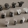Various Caster Wheels In Different Designs Black And Silver For Furniture Use