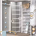 Indoor Home Fitness Space With Climbing Ladder Punching Bag Dumbbells And Sports Gear