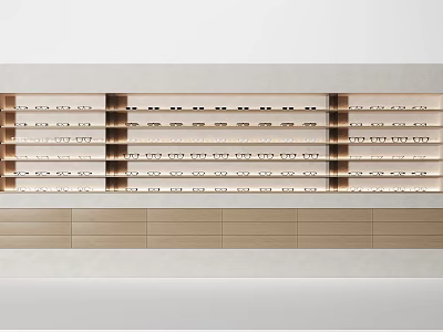Elegant Modern Display Shelves With Light Wood Finish And Integrated Lighting For Displayed Items 3d model