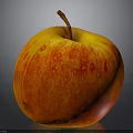 Fresh Whole Ripe Red Yellow Apple With Stem On Dark Background
