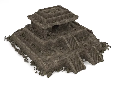 Ancient Architecture Weathered Stone Structure With Multi Tiered Platforms And Steps 3d model