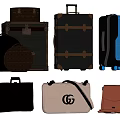 Vintage and Modern Luggage Collection With Leather Suitcases Wheeled Bags and Chain Handbags