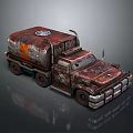 Rusty Oil Tanker Truck With Vintage Design And Rusted Metal Details