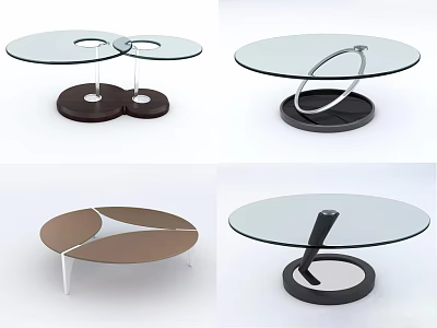 Modern Coffee Table Designs Featuring Glass Top Various Shapes and Stylish Bases 3d model