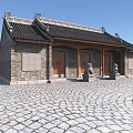 Ancient Chinese Architecture With Traditional Tiled Roofs Central Courtyard And Wooden Structure