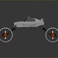 Futuristic Off Road Vehicle With Large Red Rimmed Wheels And Metallic Silver Body