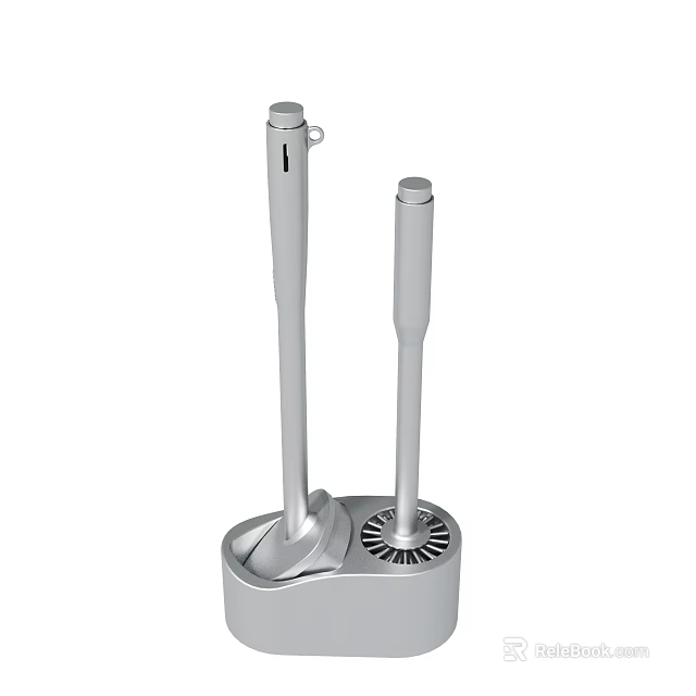 Stainless Steel Toilet Brush And Cleaning Tool Set With Holder Base 3d model 
