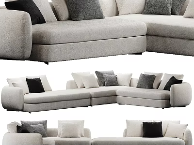 Light Gray Leisure Sofa Set With Black Gray White Decorative Pillows 3d model