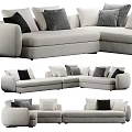 Light Gray Leisure Sofa Set With Black Gray White Decorative Pillows 3d model