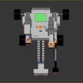 White And Orange Lego Robot Toy With Green Details Mechanical Arm And Wheels