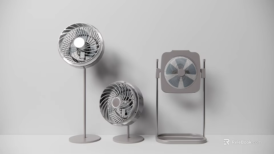 Modern Air Cooler Fans With Stand Tabletop And Square Frame Designs For Home Cooling 3d model 