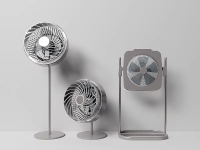 Modern Air Cooler Fans With Stand Tabletop And Square Frame Designs For Home Cooling 3d model
