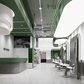 Modern Hair Salon Interior Design With Green Decor White Walls Arched Designs And Workstations
