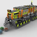 Building Blocks Snowmobile with Tracks in Orange Green Gray Mechanical Structure and Spheres