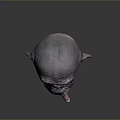 3D Rendered Ape Head Model With Textured Skin And Cigar In Mouth