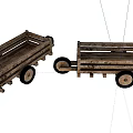 Two Handmade Wooden Trailers With Black Wheels And Wooden Frames