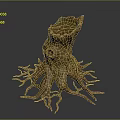 Natural Wooden Tree Stump Decorative Piece with Intricate Roots and Mossy Surface