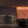 Modern Dark Bar Interior With Bar Stools Wine Racks And Ambient Lighting
