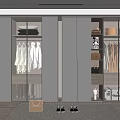 Sleek Modern Wardrobe with Glass Doors Organized Storage and Hanging Clothes