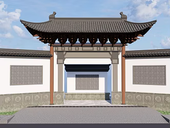 Park entrance gate SU model 3d model